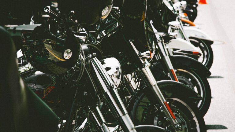Close-up of a row of motorcycles used to represent social media campaigns for motorcycle brands
